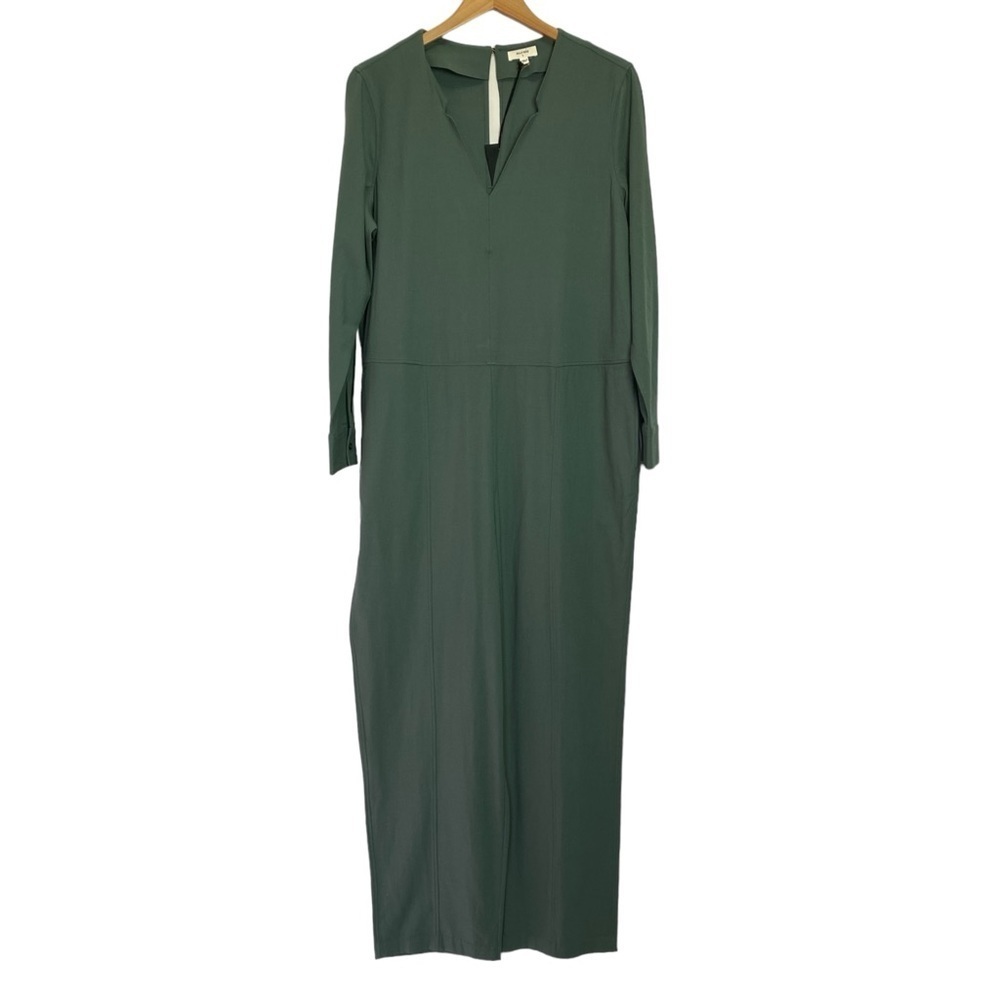 Billy Reid Long Sleeve V-Neck Jumpsuit in Forest Green - Picture 2 of 14
